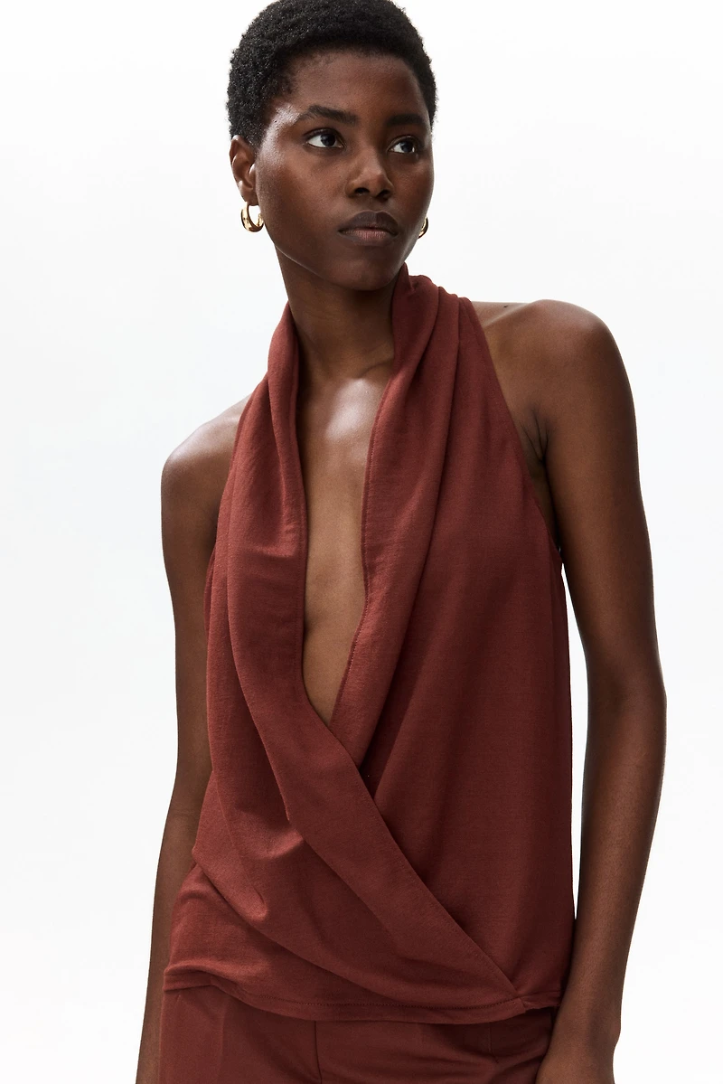 Shawl-Collar Wrap Top