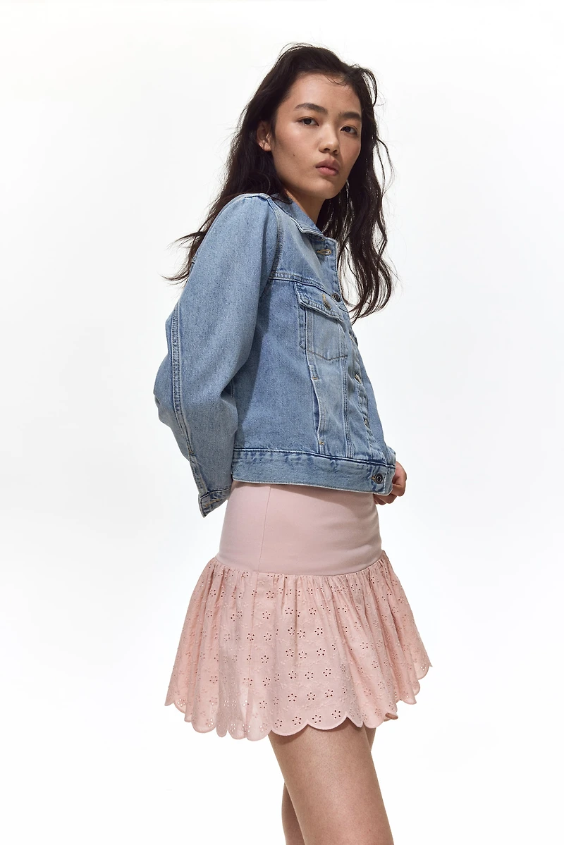 Eyelet-Embroidered Mini Skort