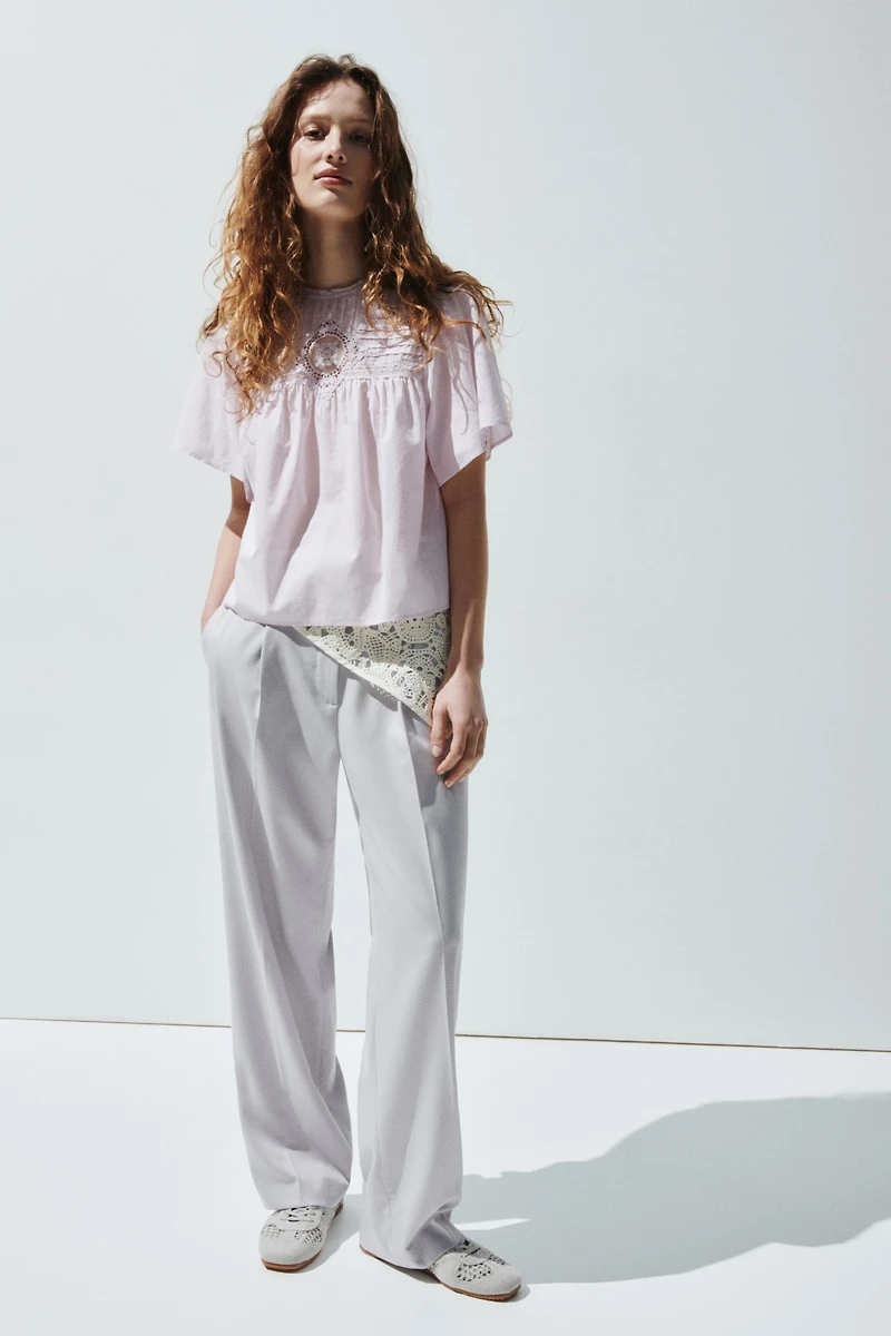 Cotton Blouse with Eyelet Embroidery