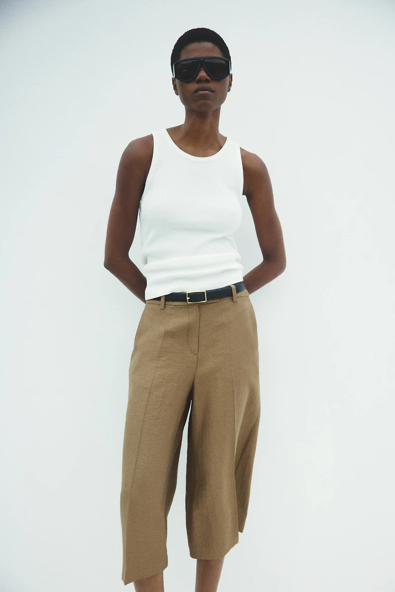 Dressy Linen-Blend Culottes