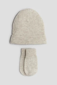 2-piece Cashmere Beanie and Mitten Set