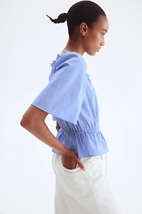 Ruffle-Trimmed Cotton Blouse