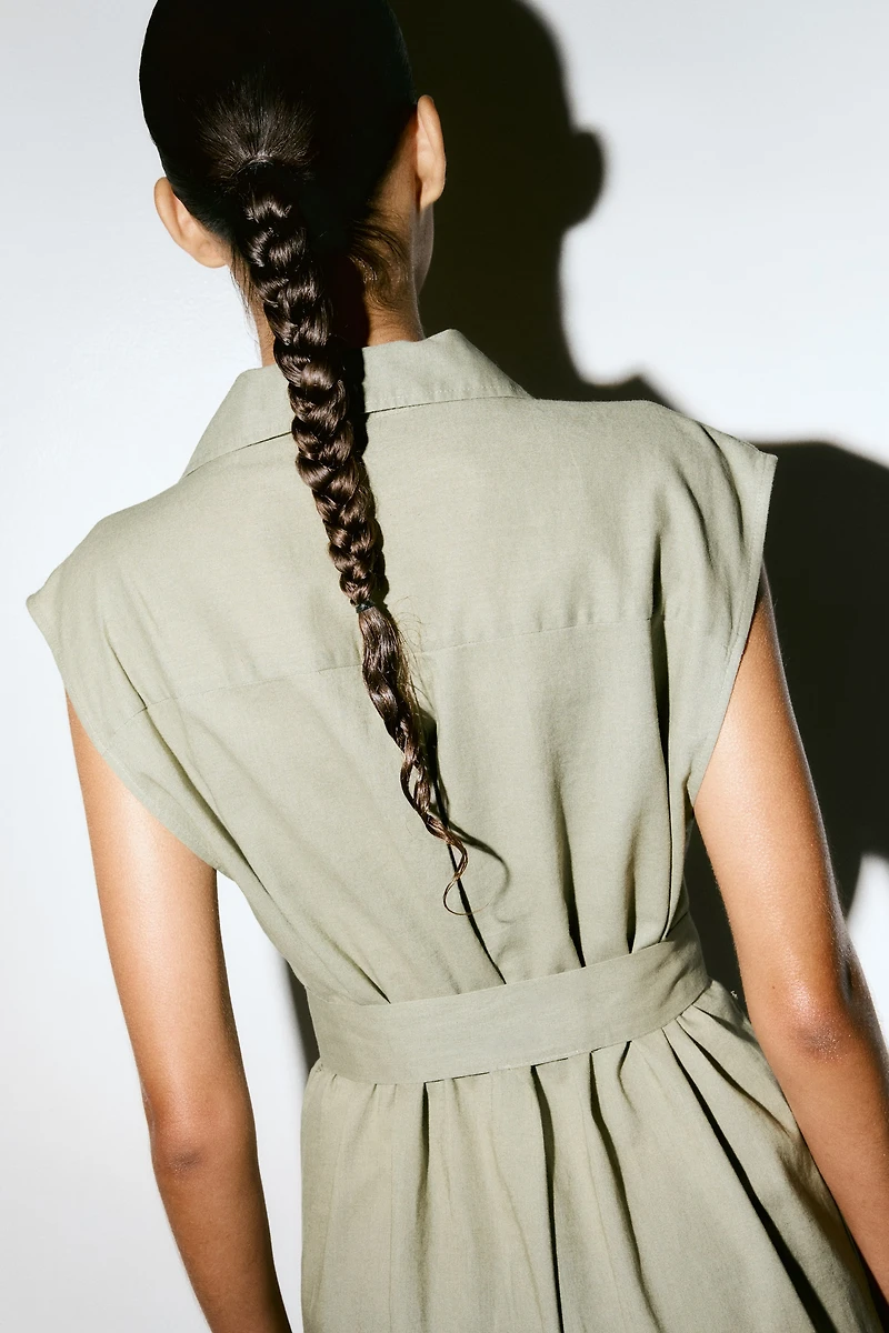 Linen-Blend Shirt Dress
