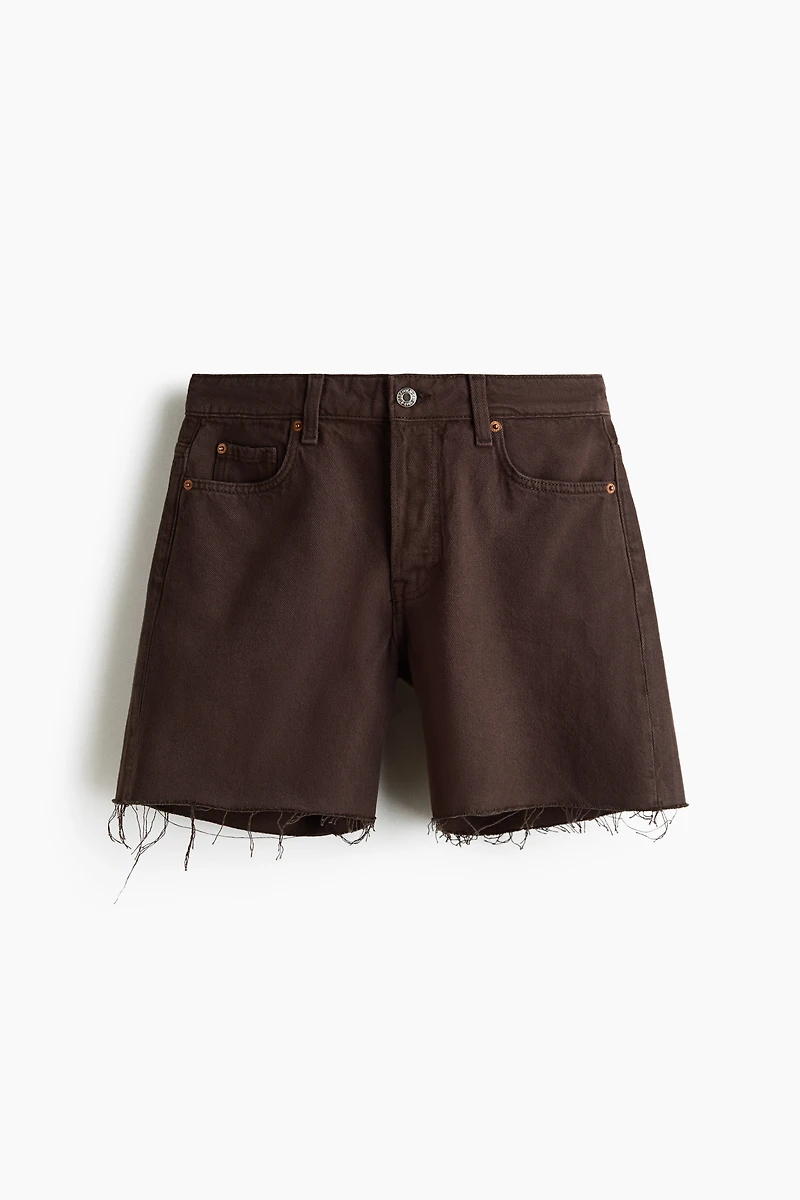 Raw-Edge Denim Shorts