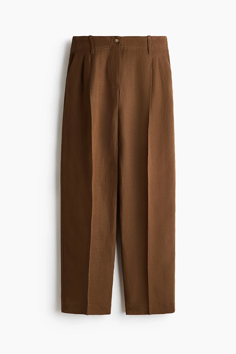 Tapered Linen-Blend Pants