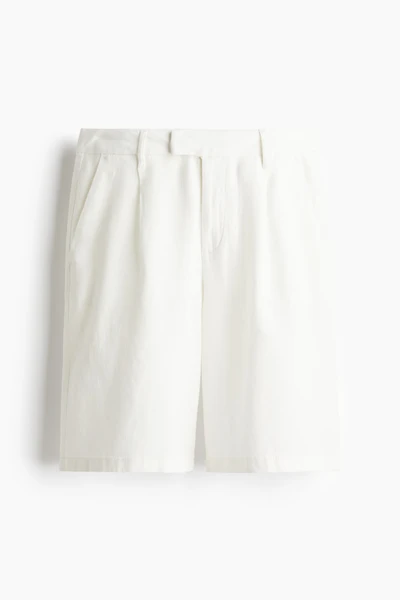 Knee-Length Linen-Blend Shorts