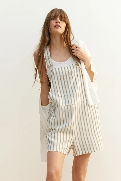 Linen-Blend Overall Shorts