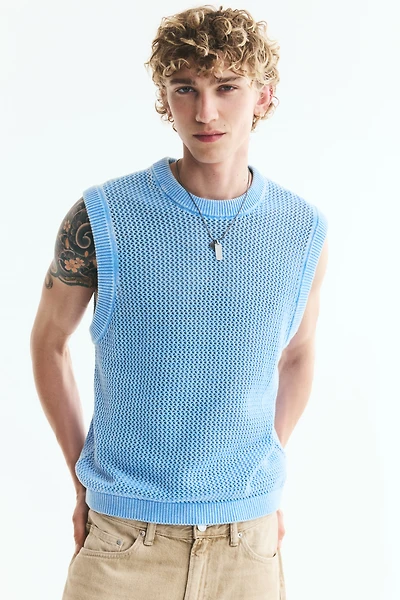 Regular-Fit Open-Knit Sweater Vest