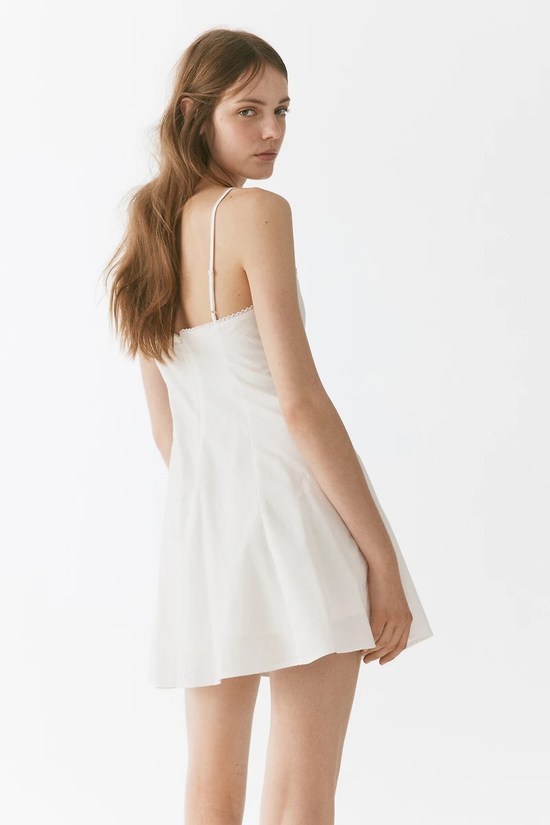 Poplin Dress with Flared Skirt