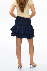 Smocked Denim Skirt