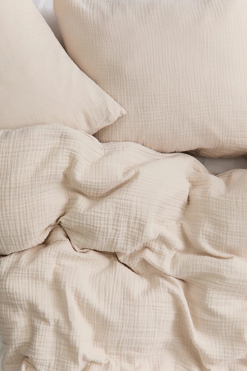 Ens. housse de couette grand lit double mousseline