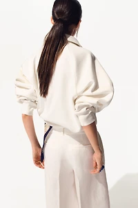 Wide-Leg Linen-Blend Culottes