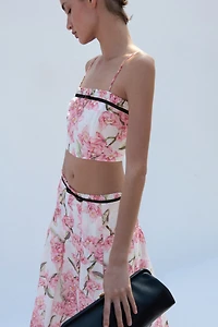 Linen-Blend Crop Top