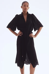 Shirt Dress with Eyelet Embroidery