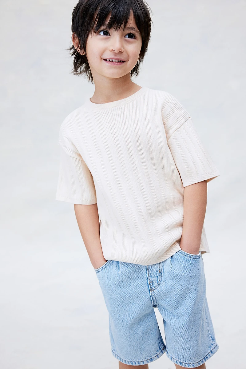 Knee-length Denim Shorts