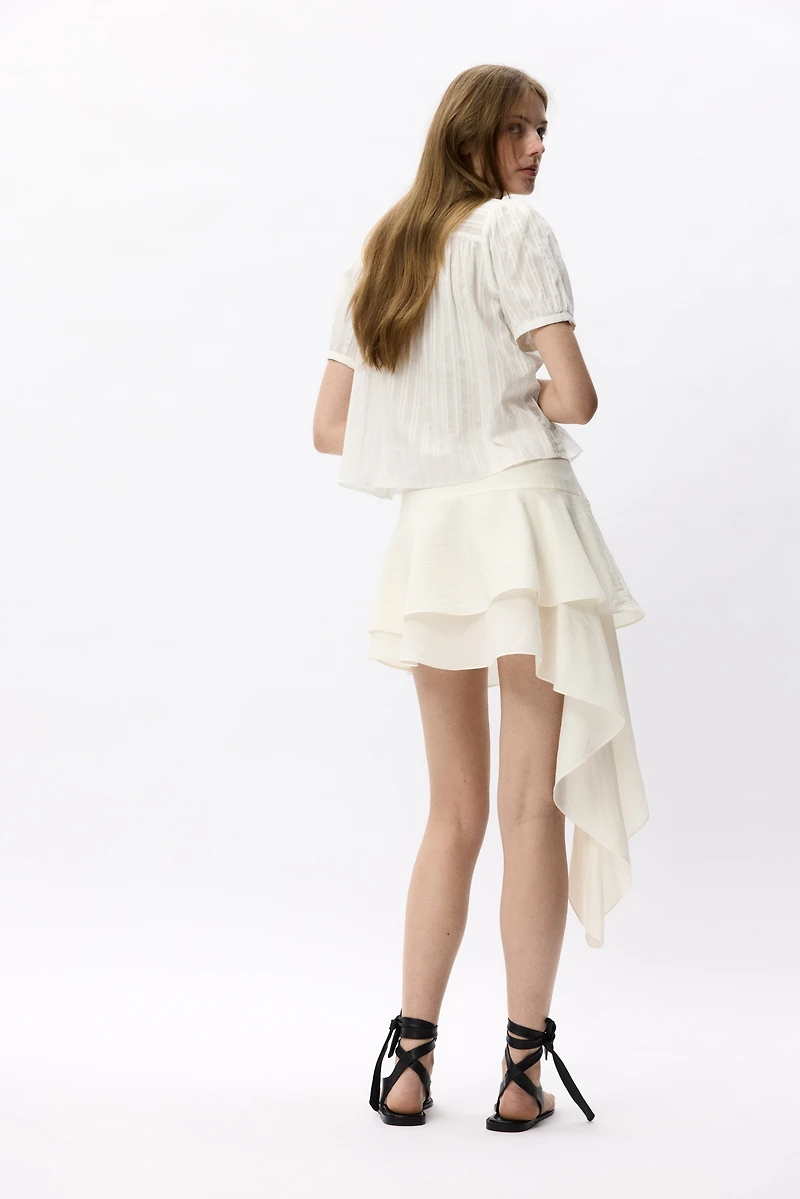 Tiered Draped-Panel Skirt