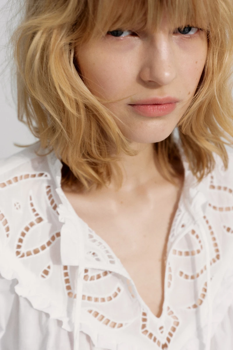 Blouse with Eyelet Embroidery