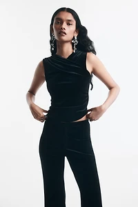 Draped Velour Sleeveless Top