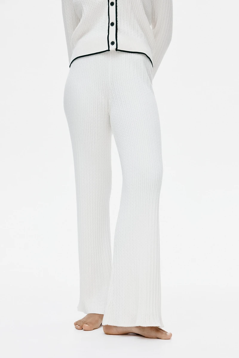 Flared Cable-Knit Pants