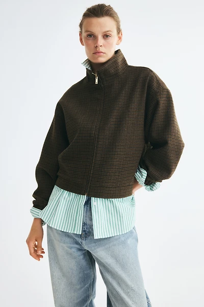 Stand-Up Collar Wool-Blend Jacket