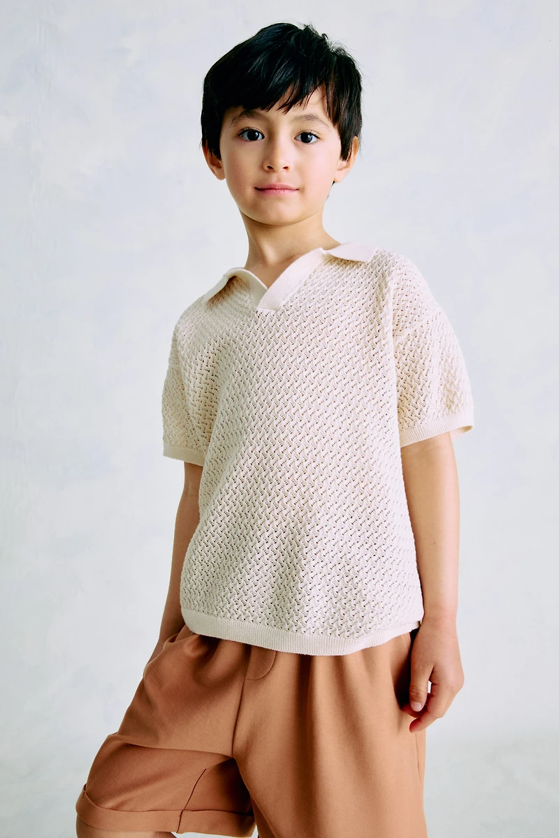 Polo en tricot texturé