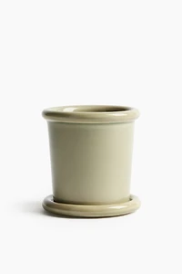 Extra-Small Stoneware Plant Pot with Saucer