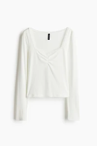 Lace-Trimmed Ribbed Top