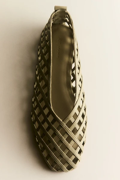 Braided-Look Leather Flats