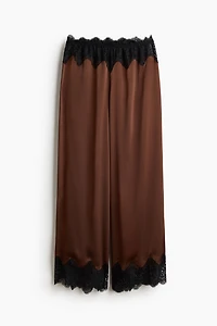 Lace-Trimmed Satin Pajama Pants