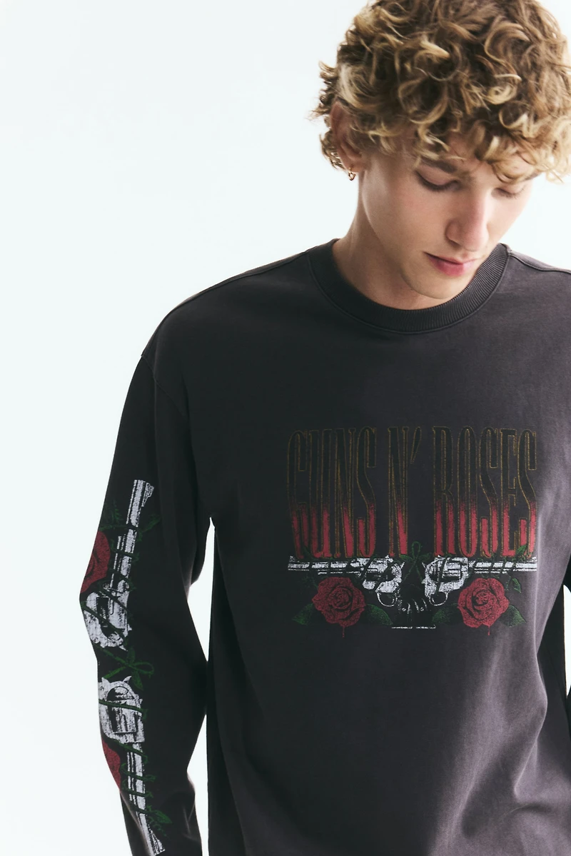 Relaxed-Fit Long-Sleeved Printed Cotton T-Shirt