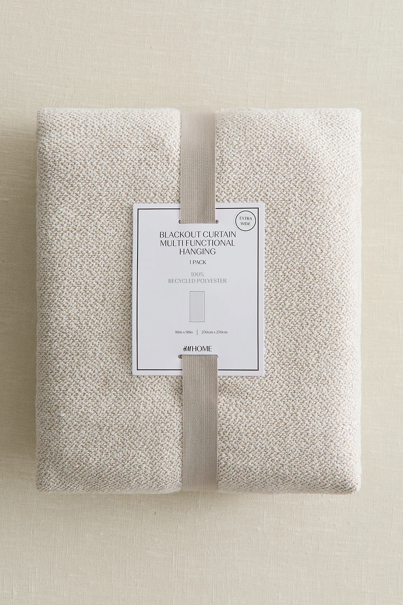 Single-Pack Wide Bouclé Blackout Curtain Panel