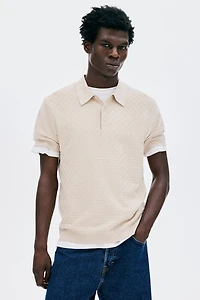 Slim Fit Textured-knit polo shirt