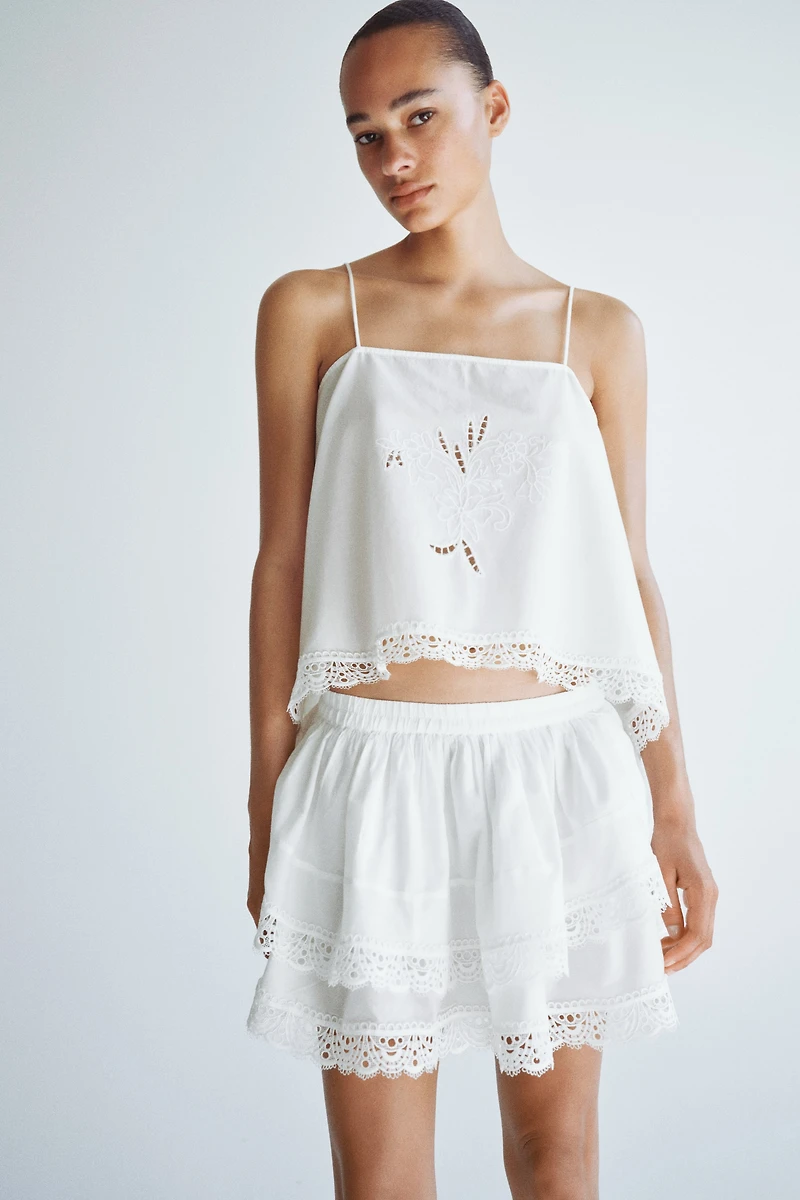 Lace-Trimmed Wrap Top