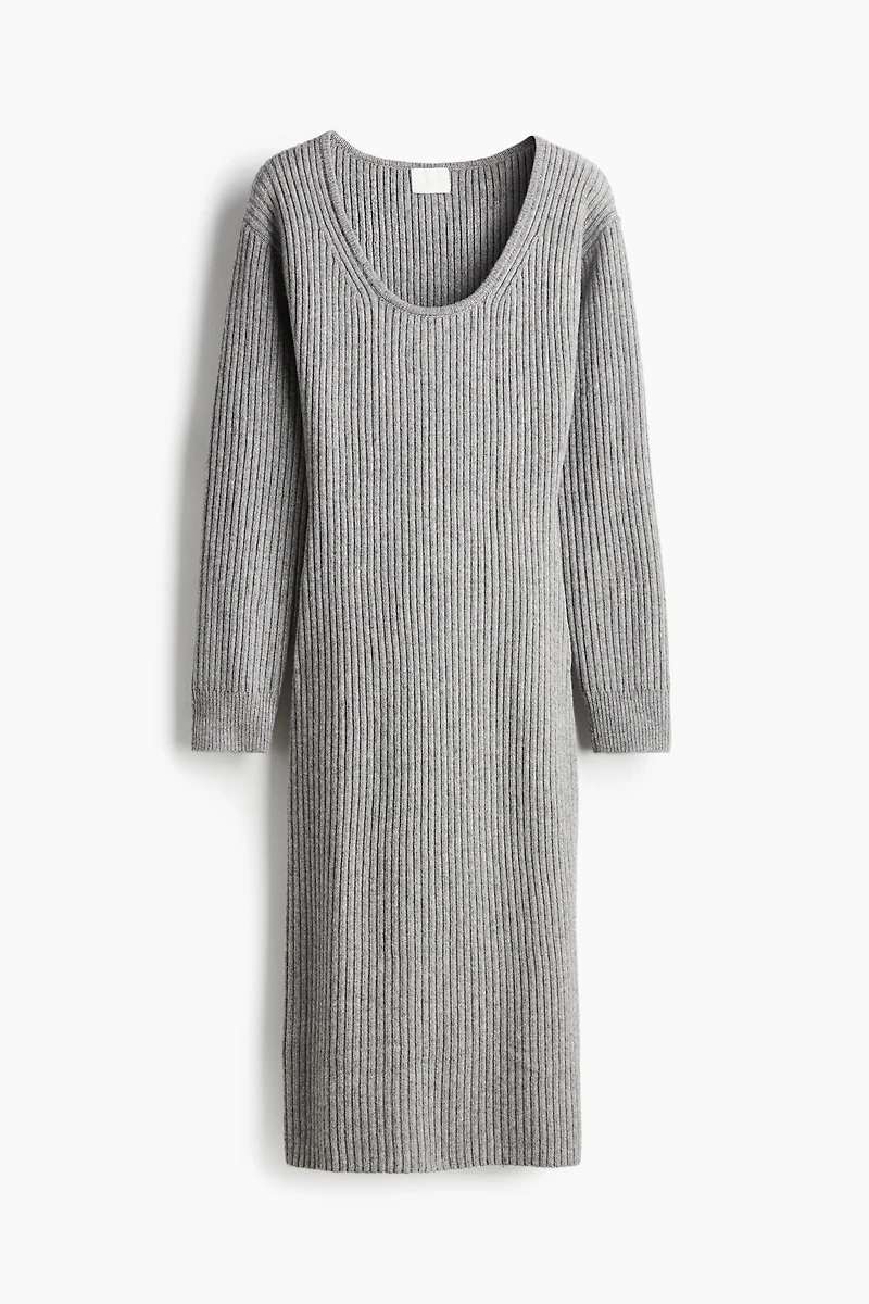 Scoop-Neck Rib-Knit Dress