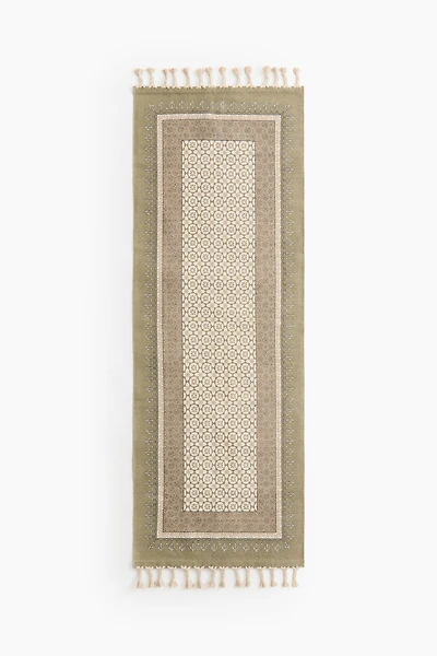 Cotton Runner Rug with Fringe