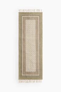 Cotton Runner Rug with Fringe