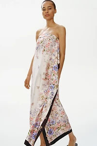 Draped-Panel Bandeau Dress