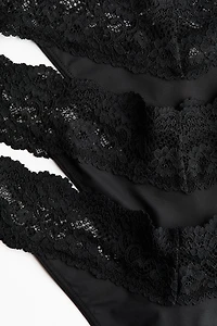 Lot de 3 culottes Tanga en microfibre et dentelle