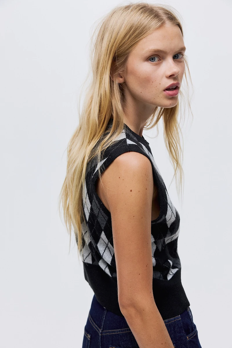 Wool-Blend Jacquard-Knit Vest