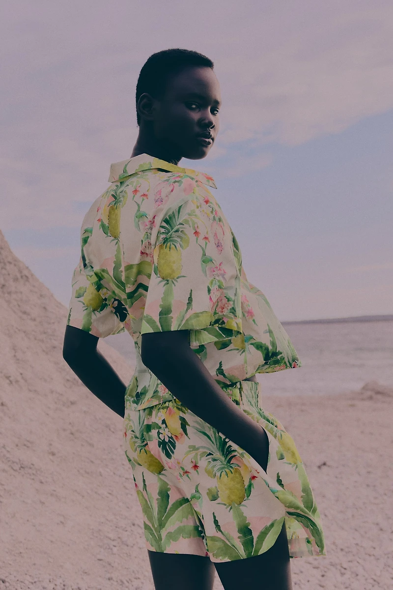 Patterned Cotton Shorts