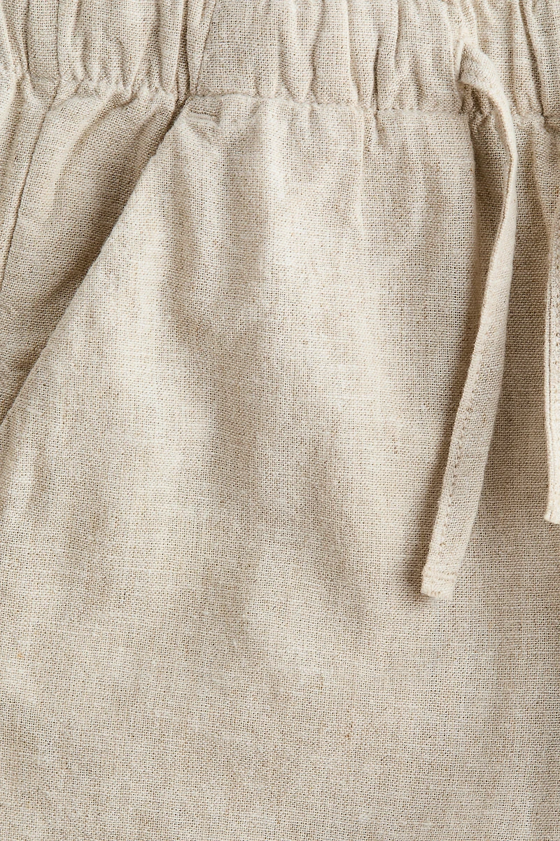 Linen-Blend Drawstring Pants