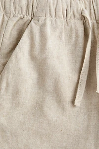 Linen-Blend Drawstring Pants