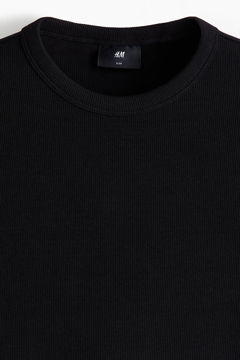 Slim-Fit Ribbed T-Shirt