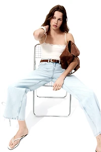 High-Waist Barrel-Leg Ankle Jeans