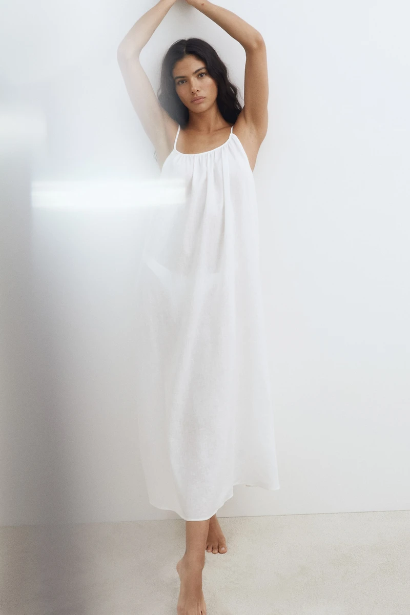 Linen-blend strappy dress