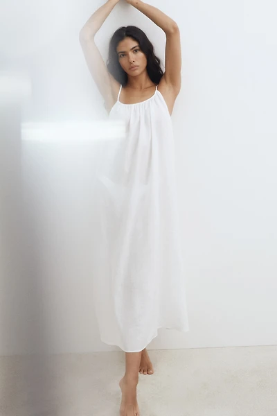 Linen-blend strappy dress