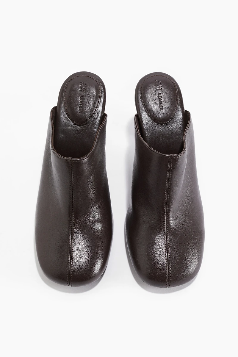Heeled Leather Mules