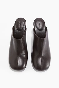 Heeled Leather Mules