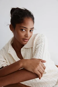 Cable-Knit Polo Shirt