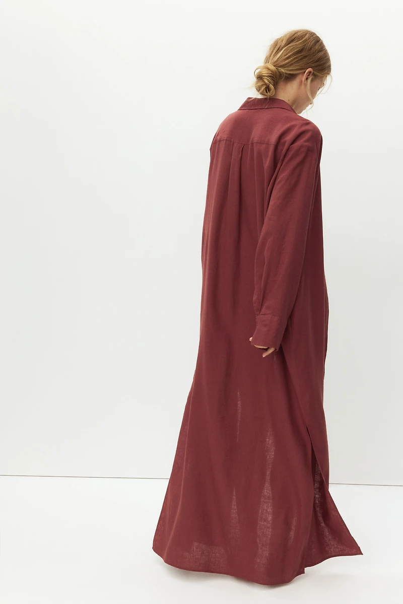Linen-Blend Shirt Dress